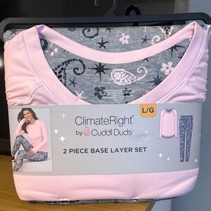 Cuddl Duds Pink and Gray Base Layer Set
